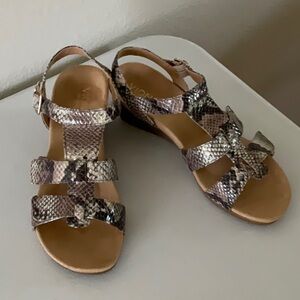 Snake skin wedge sandals